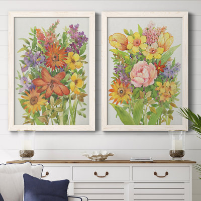 Floral Mix I, toile encadrée de qualité supérieure - prête à être accrochée