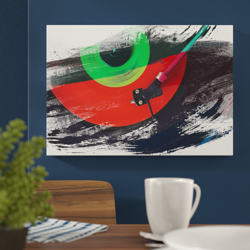 Turntable Record Vinyl - Wrapped Canvas, 35cm H x 50cm W