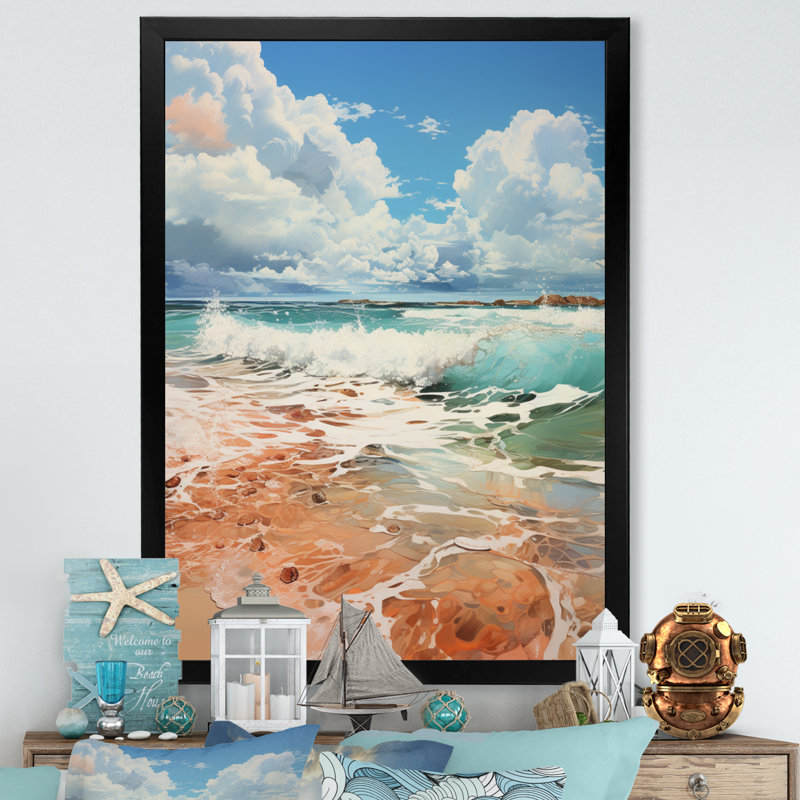 Paysage de plage minimaliste II, Cadre photo noir, H 20 po x l 12 po x P 1 po