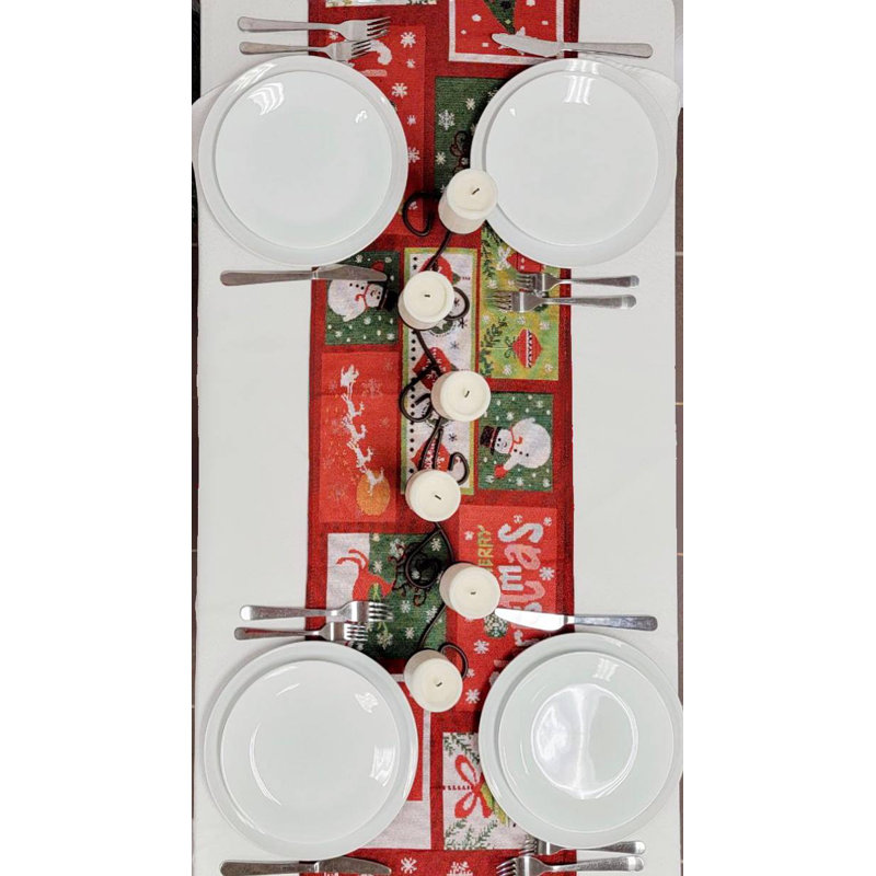 Holiday Patchwork Christmas Table Runner F07M5-8D
