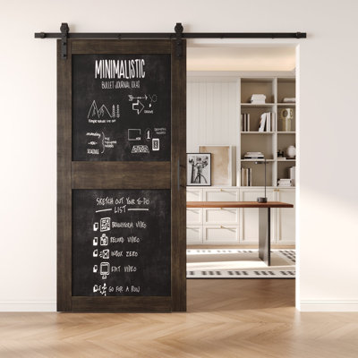 Porte de grange non assemblée et finie avec panneau à 2 panneaux 26 po x 84 po Homacer Ebony