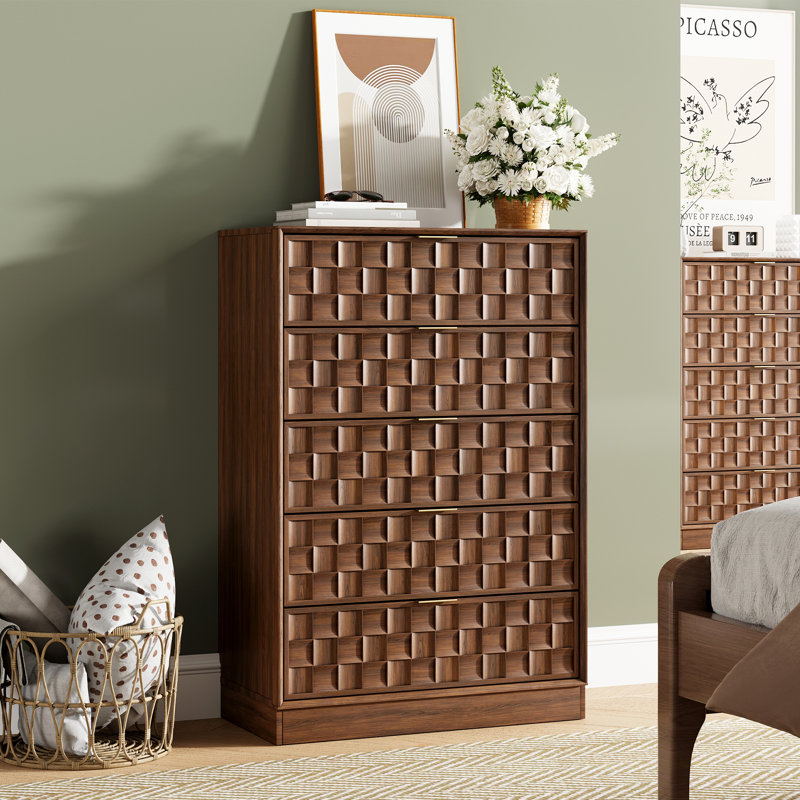5 - Drawer Dresser, 45" H, Walnut