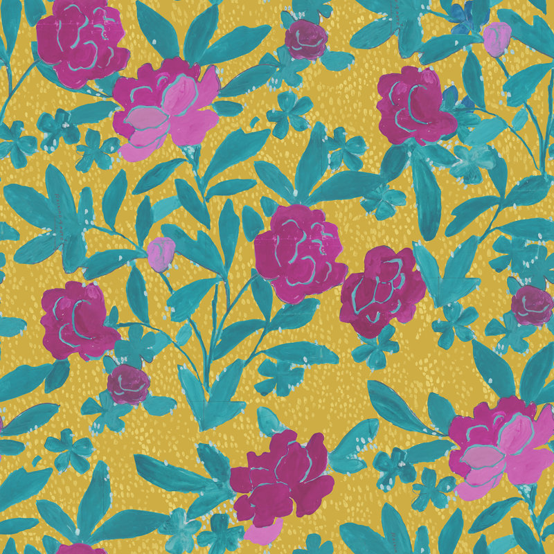 Paule Marrot Floral Wallpaper Double Roll, Goldenrod
