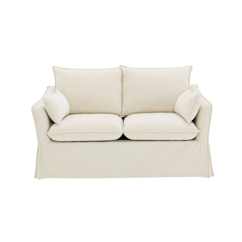 Causeuse Shane en lin beige avec 2 coussins