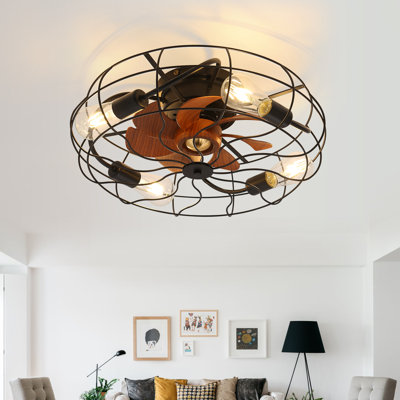 51CM 7 - Blade Caged Ceiling Fan Bladeless With Remote Control And Light Kit Included