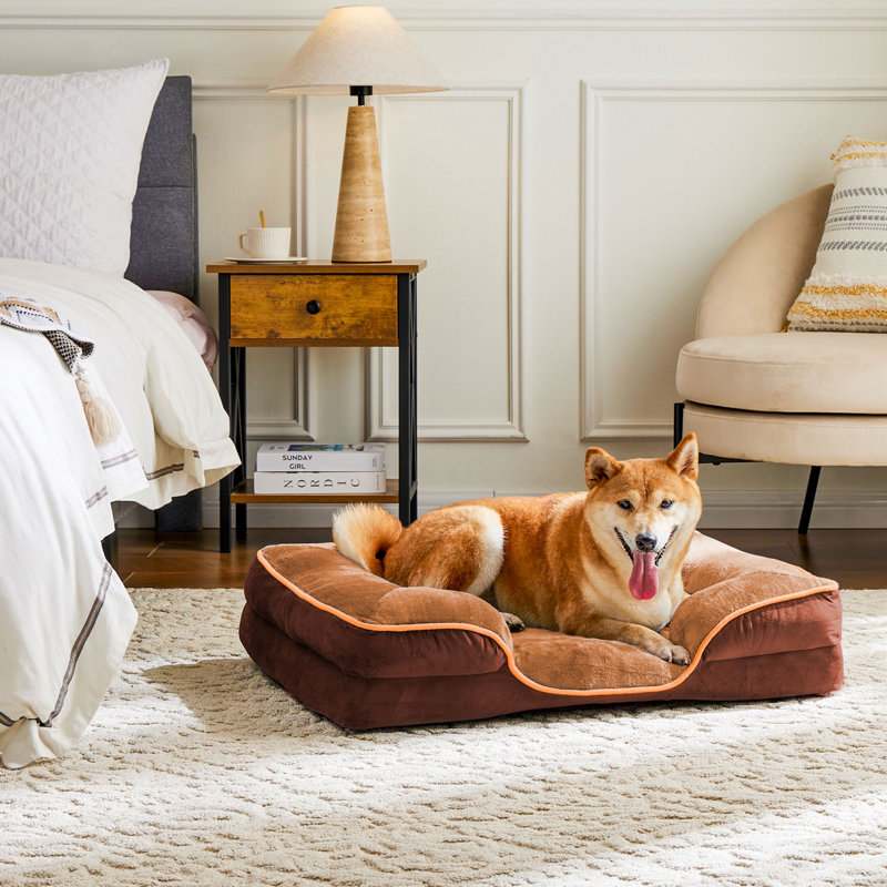 Hersche Orthopedic Pet Bed, Small (24" W x 18" D x 6.40" H), Brown