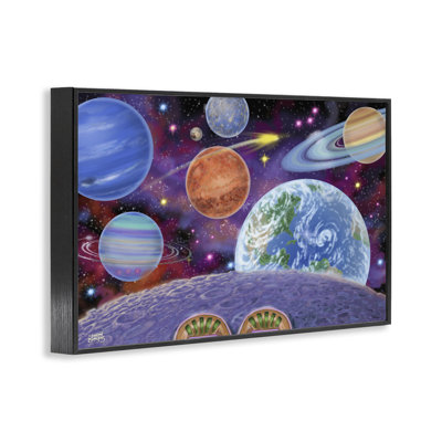 Moonwalker With View Of Planets Framed Giclee Art, design by Joseph Burgess