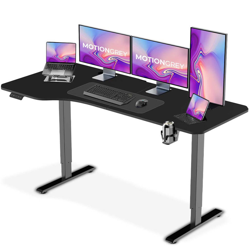 Bureau debout électrique en L, 63 po x 24 po à gauche, Noir / Noir