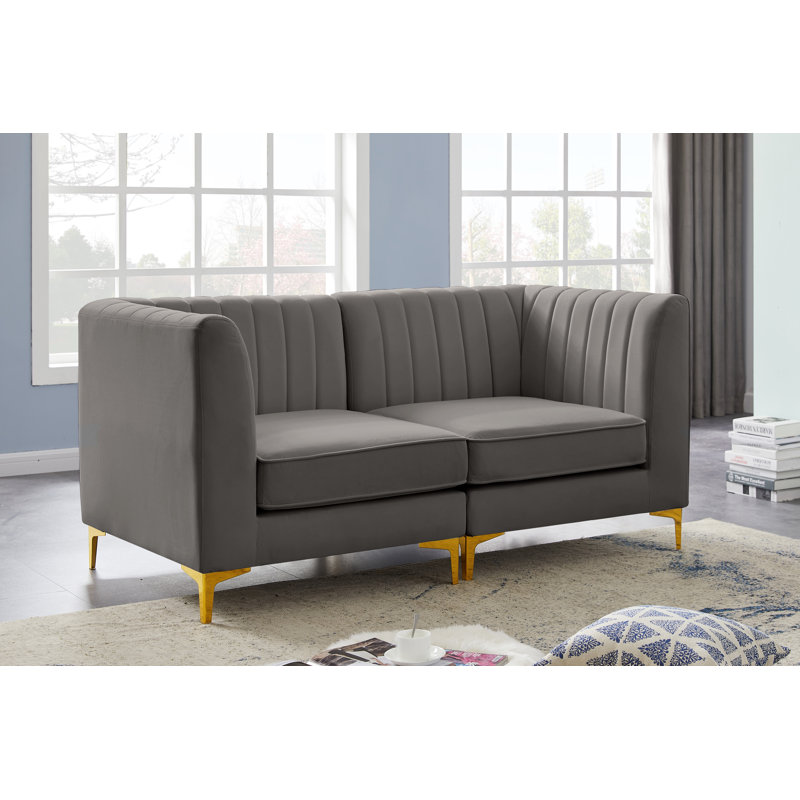Canapé modulaire Enson, Velours gris