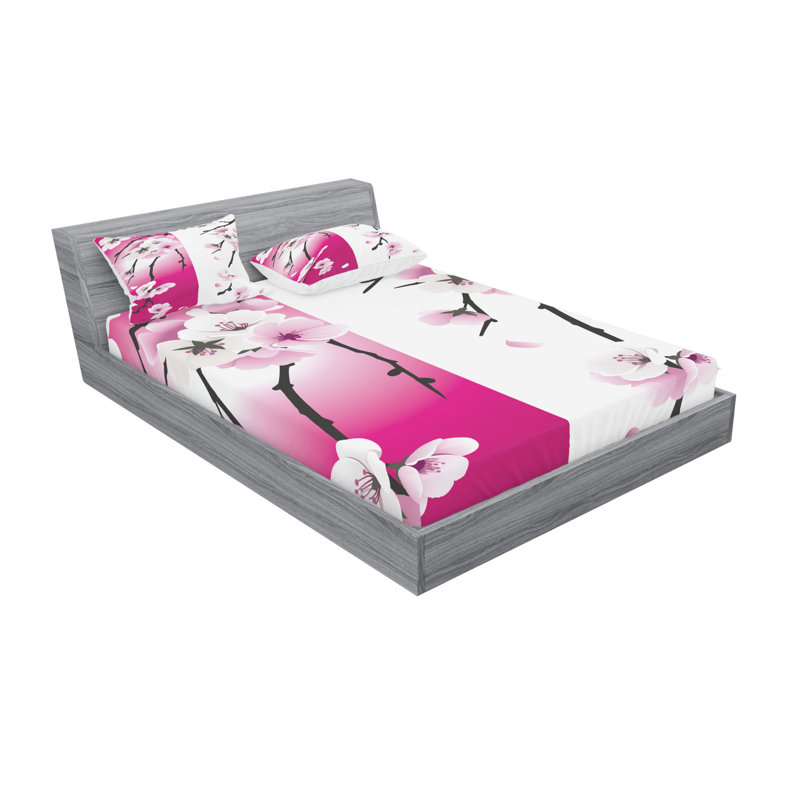 Ensemble de draps d’abricots sur différents tôles à fleurs, Ensemble de drap pour grand lit avec drap-housse