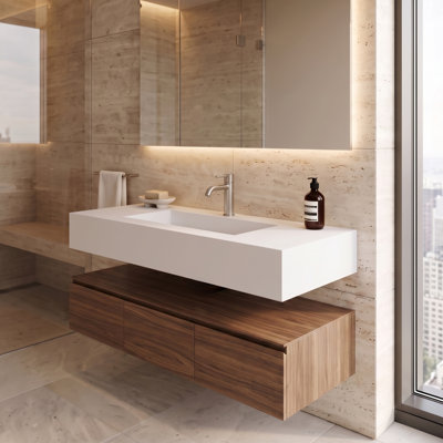 Lavabo de salle de bain mural avec lavabo rampe Boyter