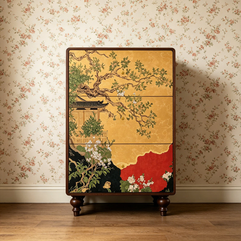 Armoire à chaussures en bois massif de style chinois, Walnut