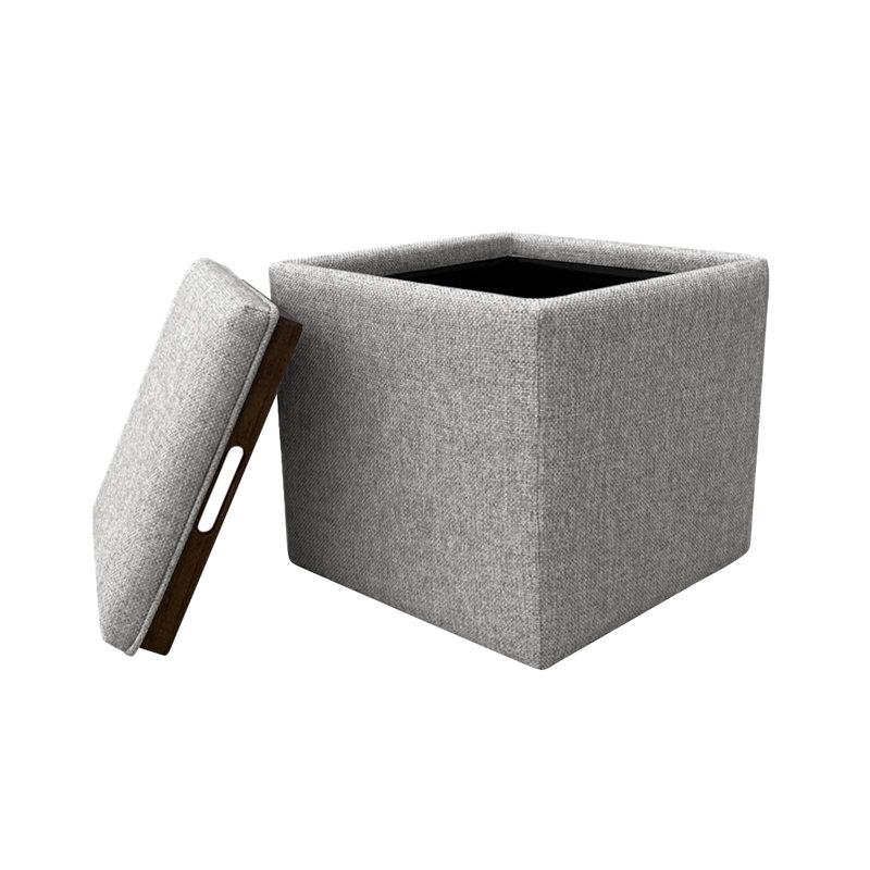 Homepop Storage Ottoman With Tray Top, Gray