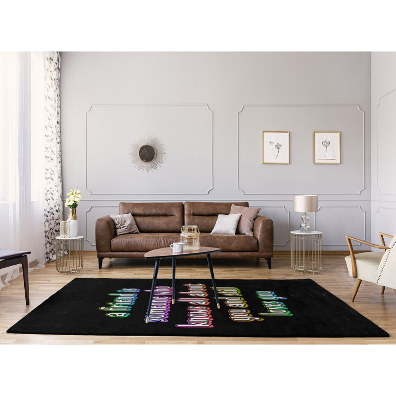 Tapis en chenille de polyester style citations Love & Friendship Quotes, Rectangle 9 pi x 12 pi