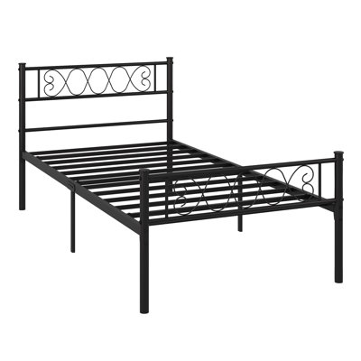 Twin Bed Frame, Metal Platform Bed Frame, Mattress Foundation with Steel Slat Support, No Box Spring Needed, Easy Assembly
