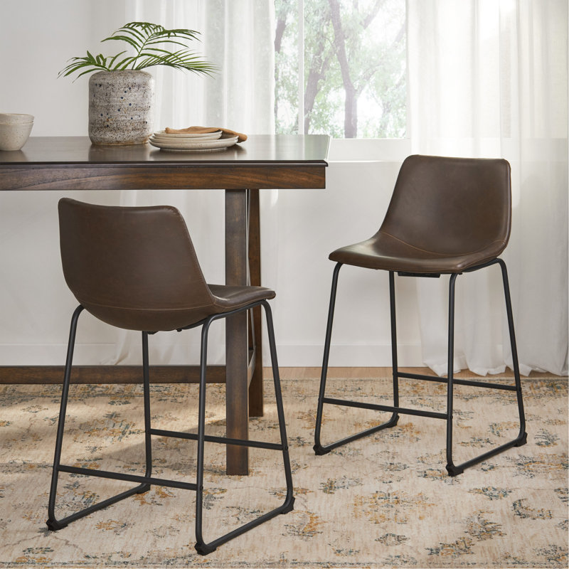 Tabouret de comptoir de style rétro brun de 24 pouces (ensemble de 2)