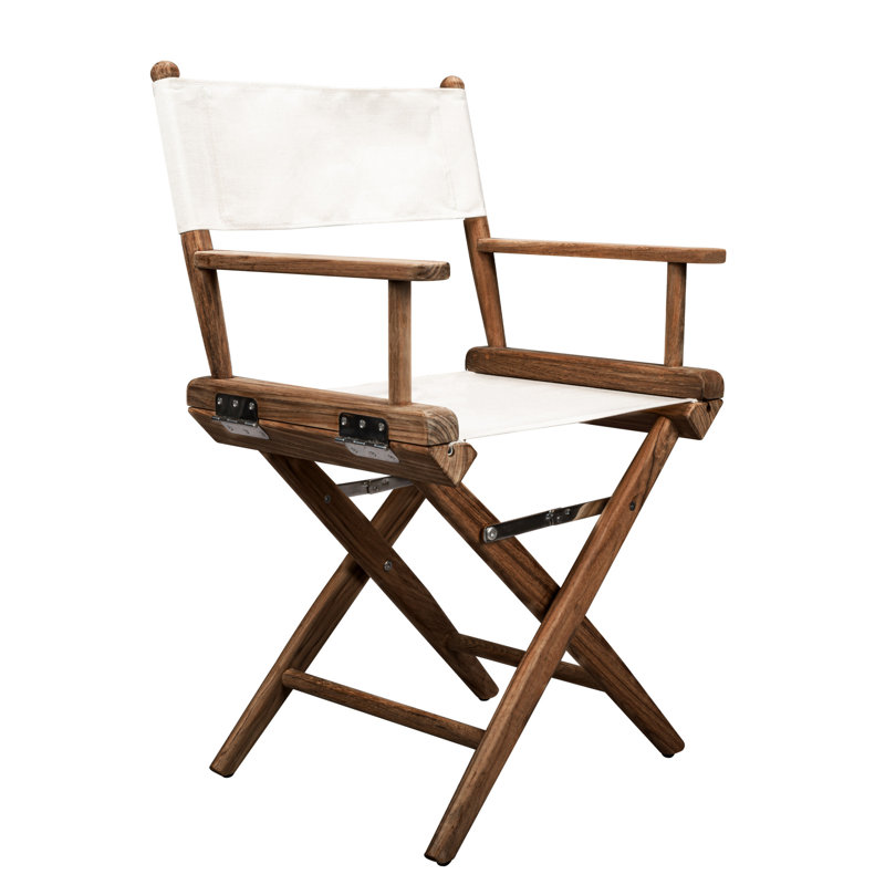 Chaise de réalisateur d'intérieur 23 po en bois massif brun et ivoire