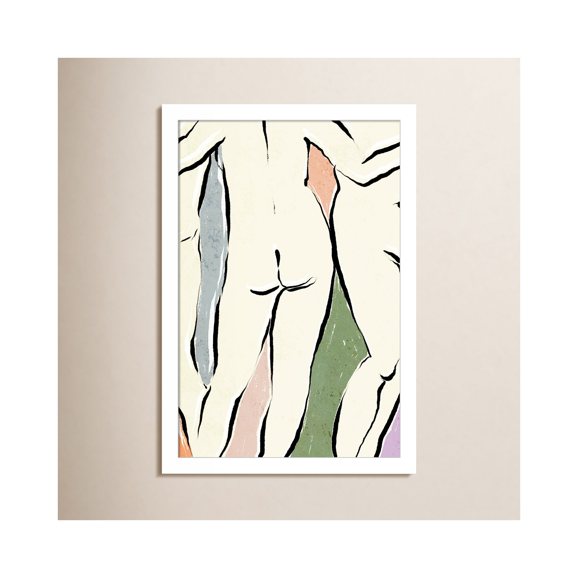 In The Bathhouse by Treechild  Wood Framed Wall Art Print, White, 17" H x 12" W
