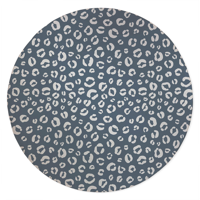 Leopard Play Non-Slip Outdoor Rug, Round 5'
