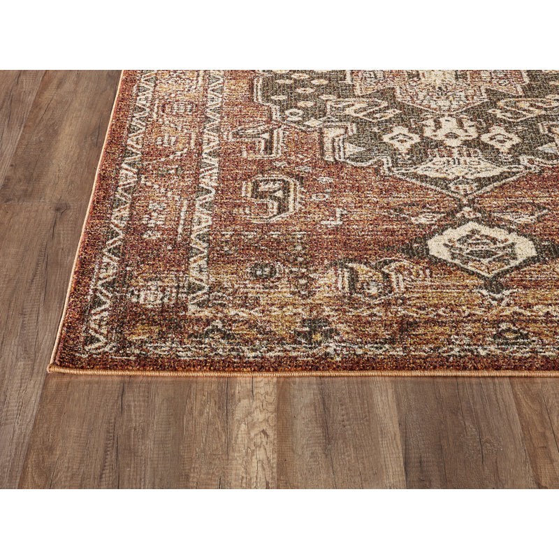 Tapis rouge / brun Moloney, Rectangle 3 pi x 5 pi