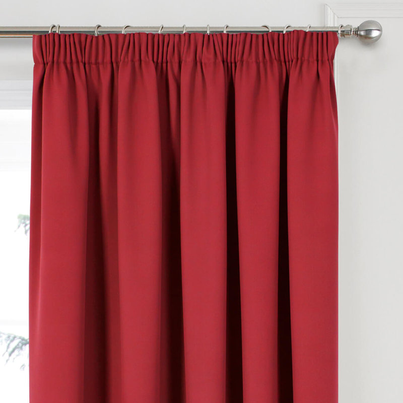 Khaidyn Pencil Pleat Room Darkening Curtain, Red, 114 W x 137 D cm