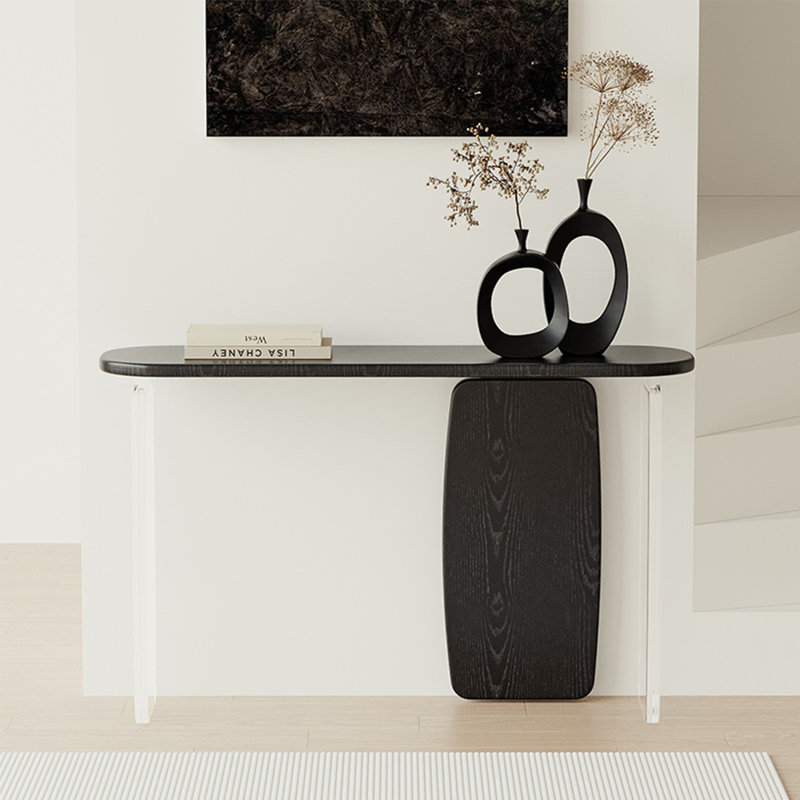 Console en bois massif Simple Acrylique, H 29,53 po x l 62,99 po x P 13,78 po