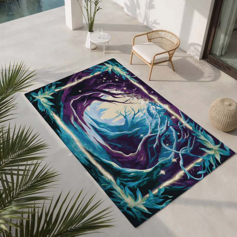 Tapis intérieur et extérieur Nightfall Bloom, Rectangle 3' x 5'