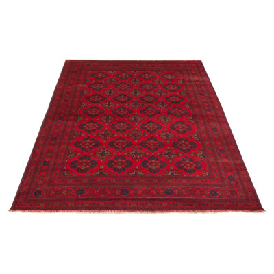One-of-a-Kind 6'8" x 9'11" New Age Rectangle Wool Area Rug in Black and Red