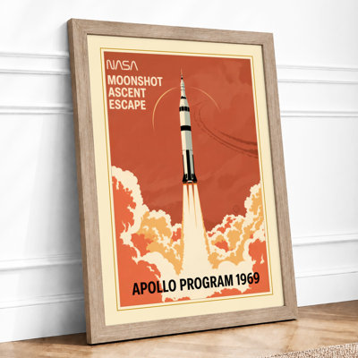 Apollo Moonshot Ascent Retro - Framed Print