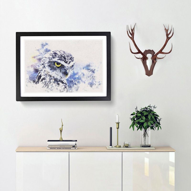 Owl in Nepal - Framed Print, 33cm H x 45cm W x 2cm D, Black Framed