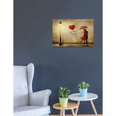 " Our First Kiss Personalized Canvas Print Artwork For Romantic Anniversary And Wedding Gifts "