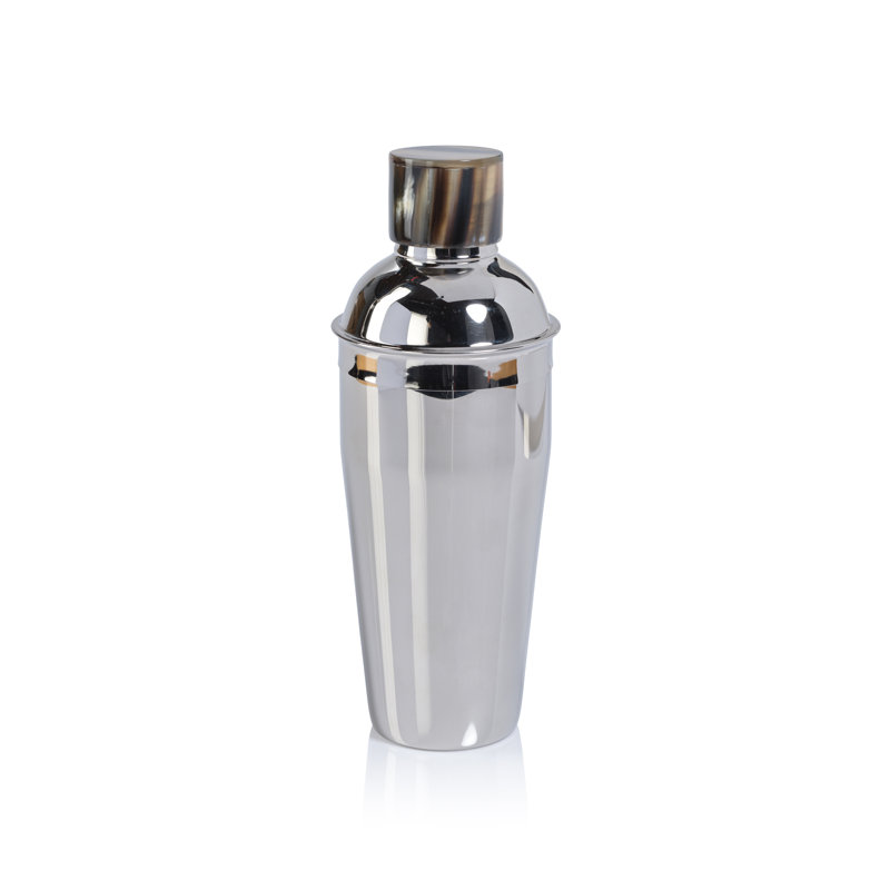 Shaker à cocktail en acier inoxydable avec capuchon, Argent avec capuchon en corne