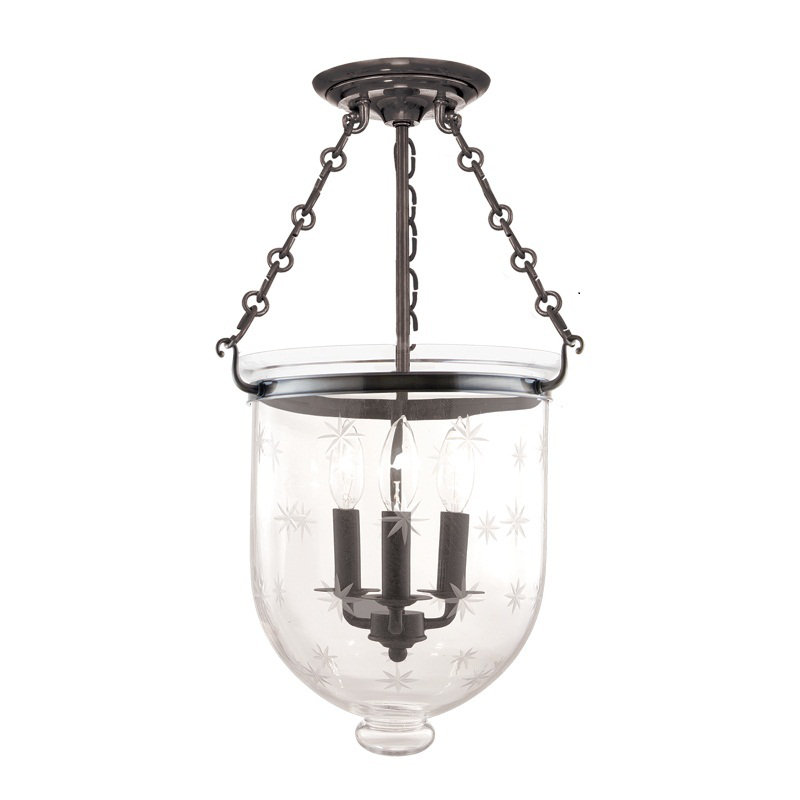 Hampton Flush Mount, Star Cut, Historic Nickel