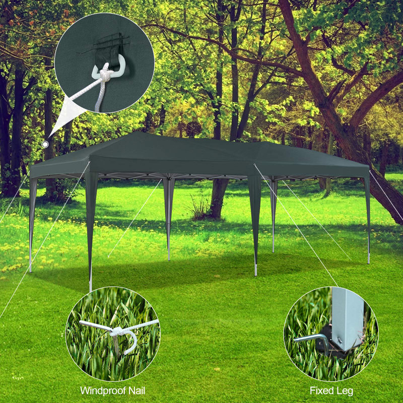 Azen 3m x 6m Metal Pop Up Gazebo, Green