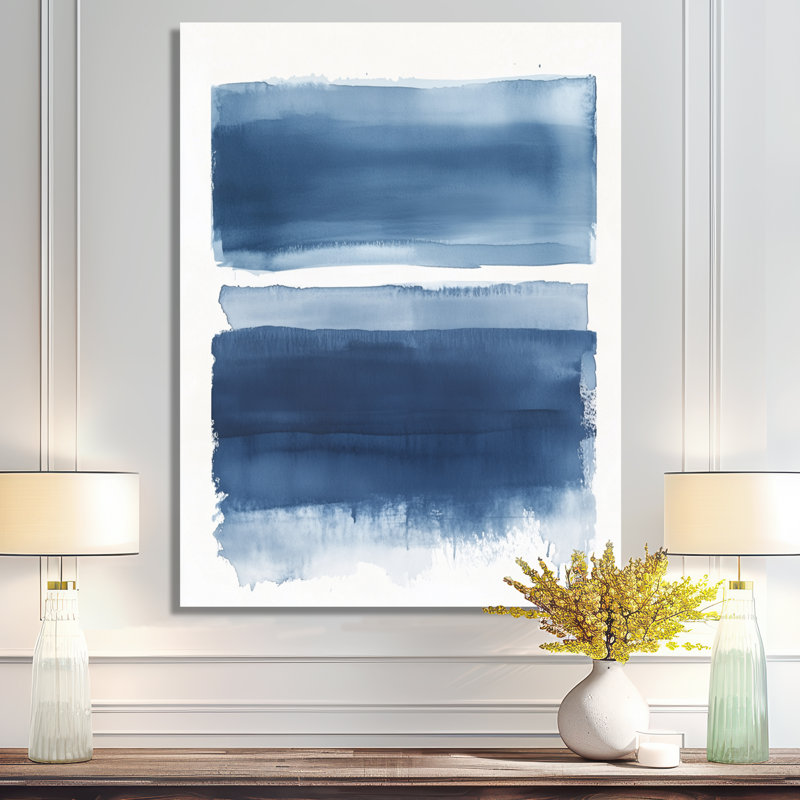 Indigo horizon - art mural moderne abstrait transitionnel en métal, impression moderne sur métal, L 12 po x H 20 po