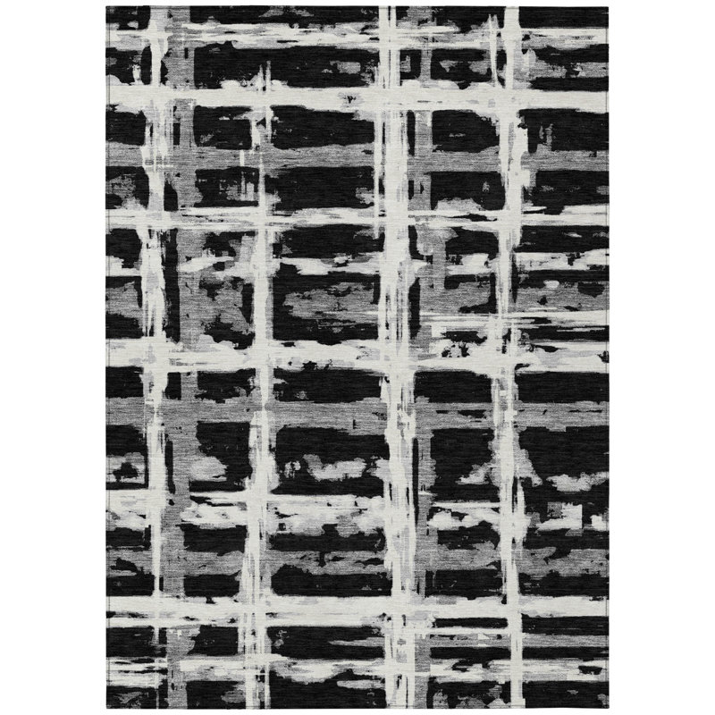 Tapis intérieur lavable rayé argenté 10 pi x 14 pi