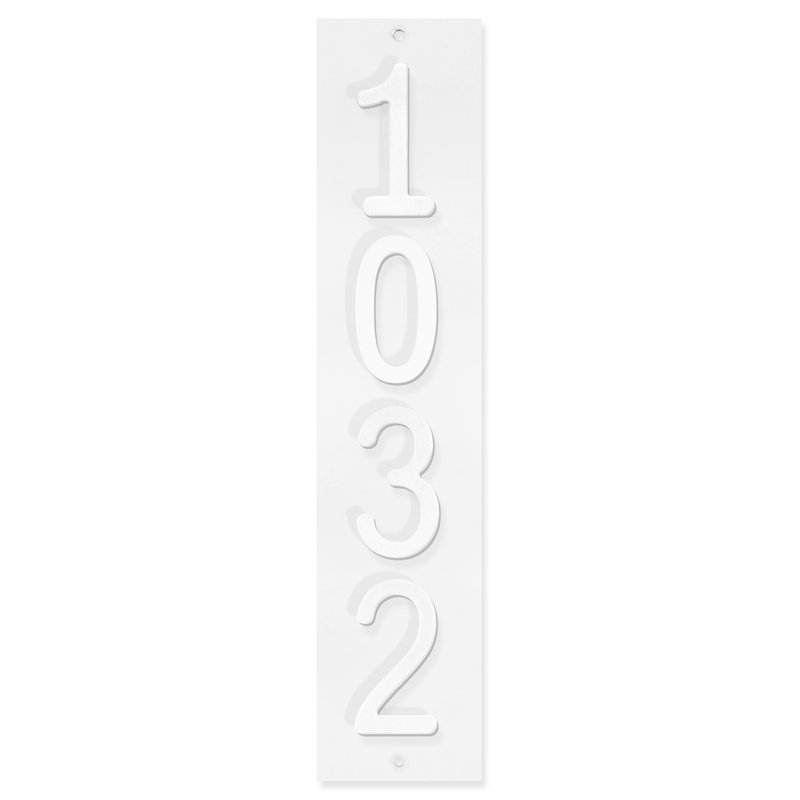 Plaque murale verticale d'adresse de rue flottante à 4 chiffres personnalisée Colourtree, Blanc, Blanc, Oui