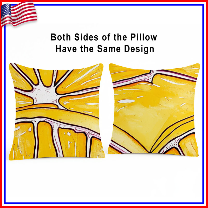 Lemon Throw Pillow, Fruit Double Sided Pillows, 20 x 20 inches