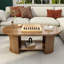 Table basse ovale cannelée, table basse en bois de ferme 47 po, table basse à 2 niveaux avec tablette de rangement