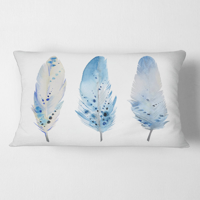 Coussin Rectangle, Blue Boho Feathers II - Lake House