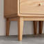 Armoire de rangement en chêne massif pour le salon - table de rangement d'armoire de coin autoportante avec porte en verre rétro, 2 tablettes, 1 tiroir et poignée en laiton pour le meuble télé d'entrée