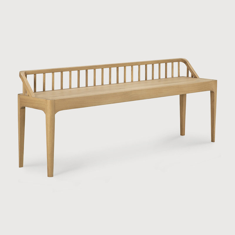 Spindle Solid Wood Bench, Natural Oak