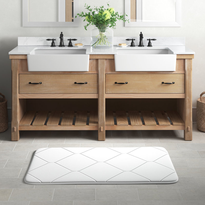 Ensemble de meuble-lavabo double 72 po Villareal, Pin patiné