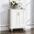 White Solid + Manufactured Wood Shoe Storage Bench