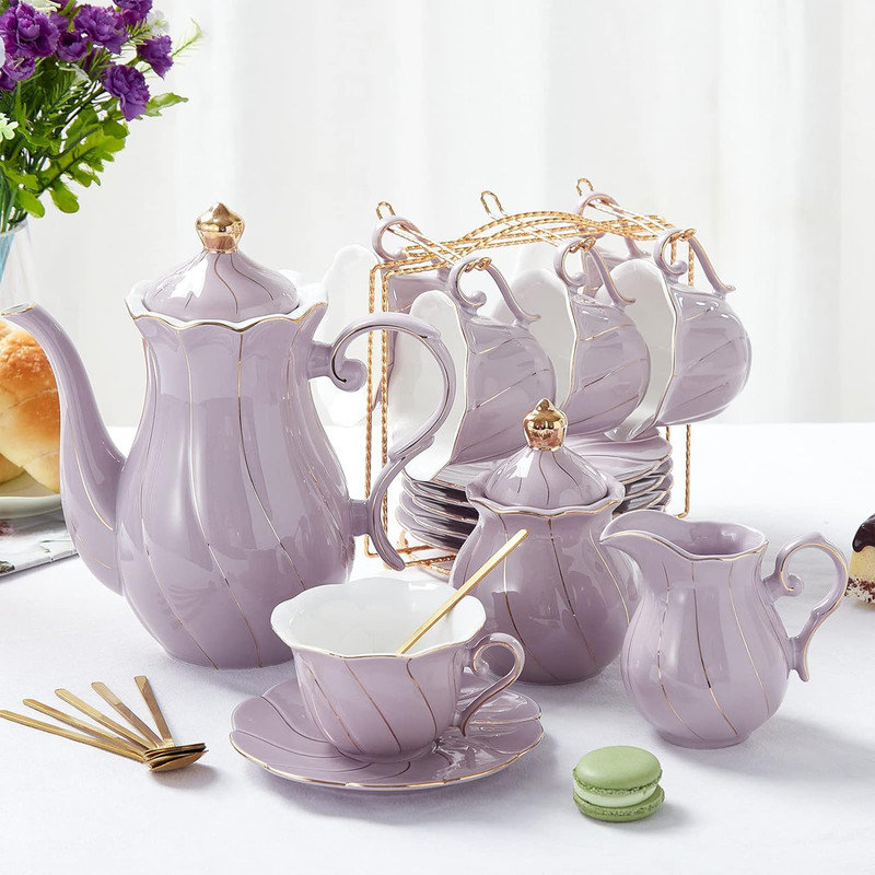 HIGEMZ 47oz. Teapot Set, Lavender Purple