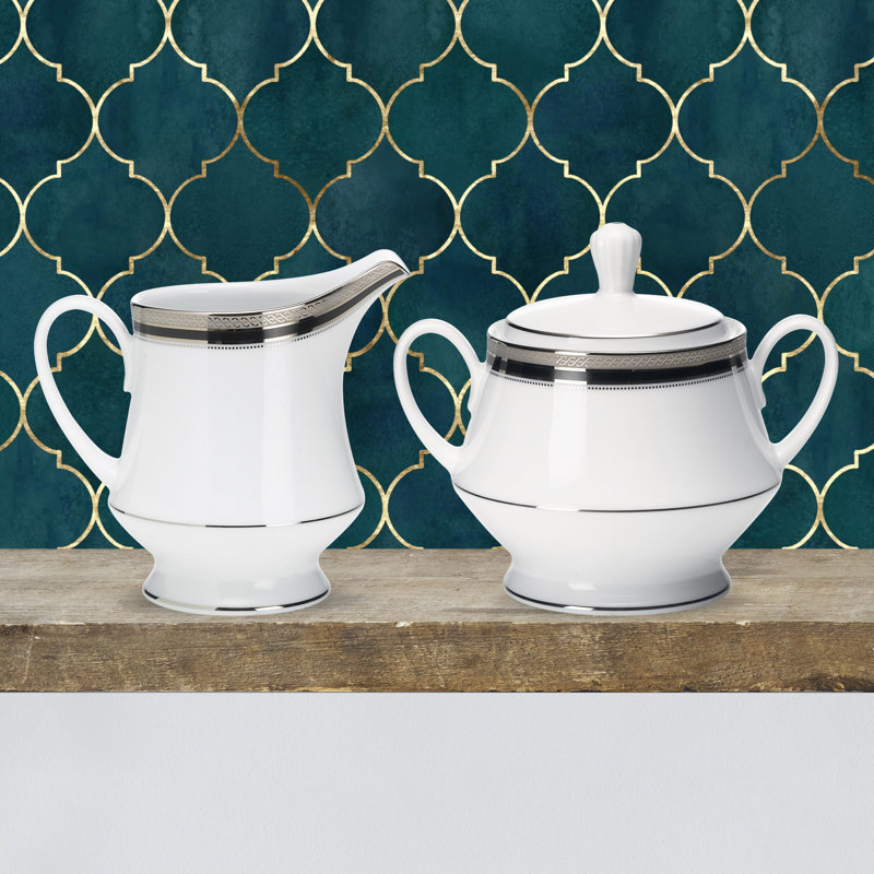 Noritake Austin Platinum Sugar and Creamer Set