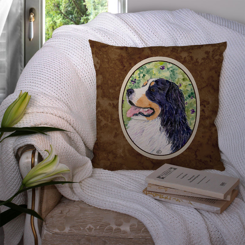 Coussin intérieur/extérieur brun carré moderne dog