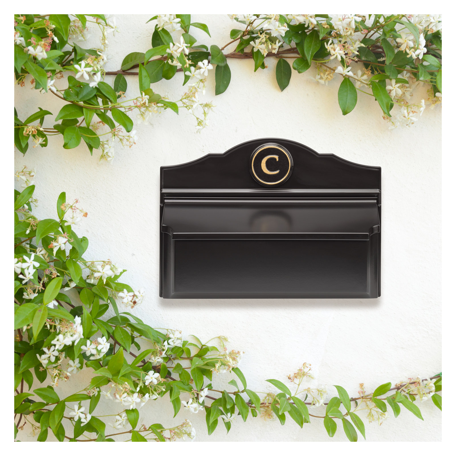 Colonial Wall Mounted Mailbox, Black/Gold, Yes