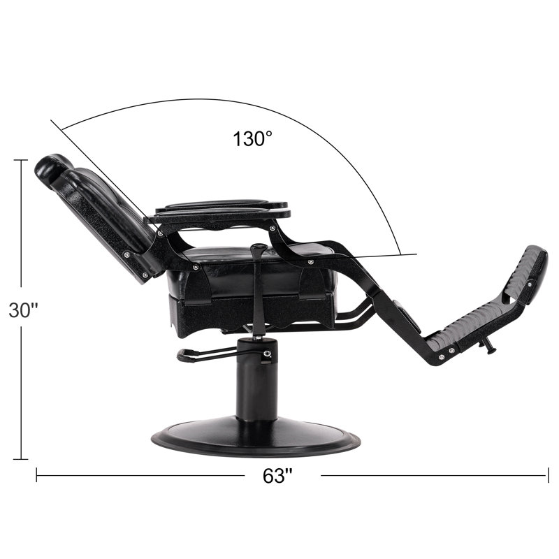 Fauteuil Barberpub, Similicuir entièrement noir