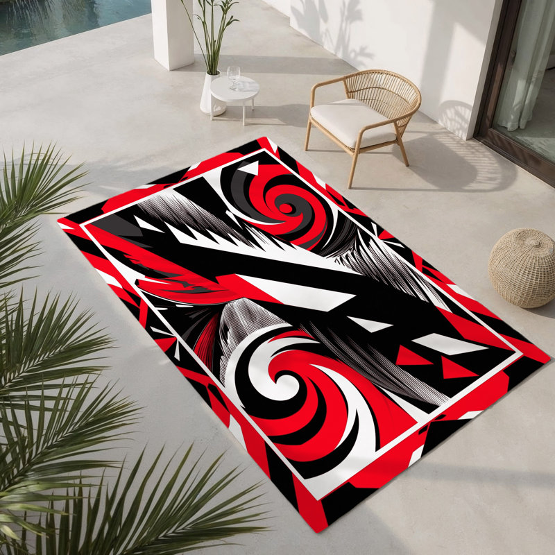 Crimson Cascade Indoor And Outdoor Area Rug, Rectangle 8' x 10'